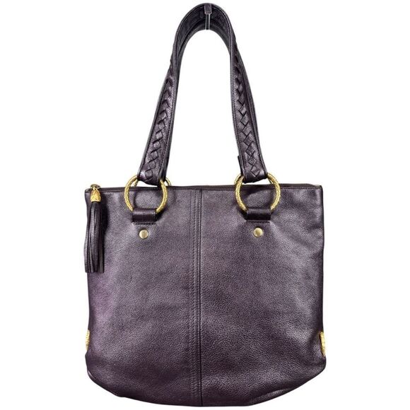 Elliott Lucca Brown Sheen 100% Leather Tote Shoulder Bag - Picture 1 of 16